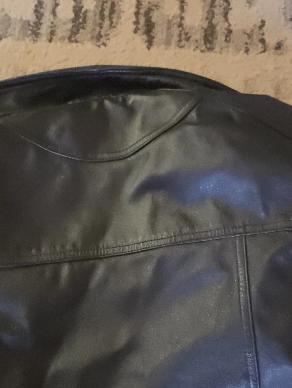 Black Genuine Leather Biker Style Jacket Removable Zip Liner -